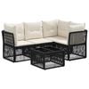 vidaXL Conjunto de Sof&aacute; de Jardim 5 unid. Preto vime PE