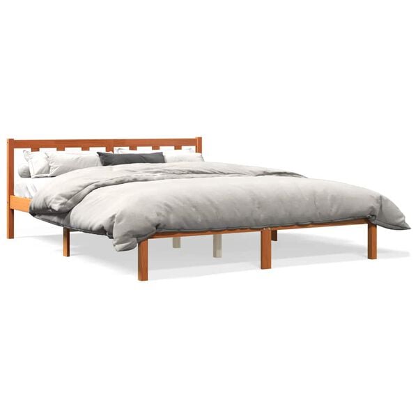 vidaXL Cama sem colchão 160x200 cm madeira pinho maciço castanho-mel