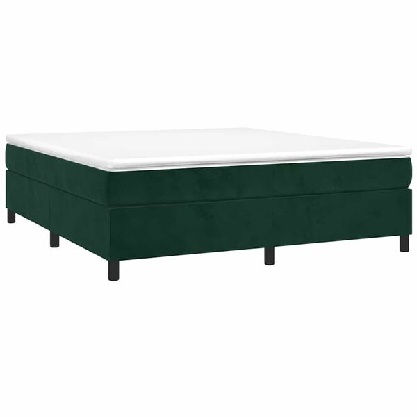 vidaXL Cama com molas/colch&atilde;o 180x200 cm veludo verde-escuro