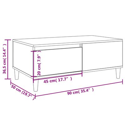vidaXL Mesa de centro 90x50x36,5 cm derivados de madeira branco