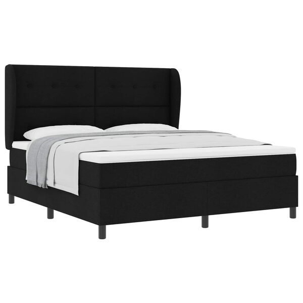 vidaXL Cama Box com colch&atilde;o com cabeceira Preto 180 x 200 cm tecido