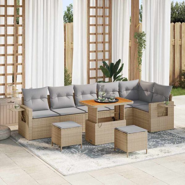 vidaXL Conjunto de Sofá de Jardim 11 pcs Bege e Cinza Claro vime PE