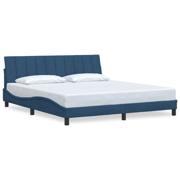 vidaXL Estrutura de cama sem colch&atilde;o Hanko 180x200 cm tecido azul