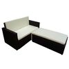 vidaXL 2 pcs conjunto lounge de jardim c/ almofadões vime PE castanho