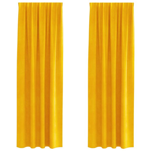 vidaXL Cortinas opacas 2 pcs Amarelo Mostarda 140 x 245 cm Veludo