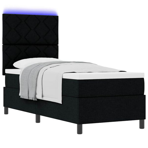 vidaXL Cama Box com colch&atilde;o com led Preto 80 x 200 cm tecido