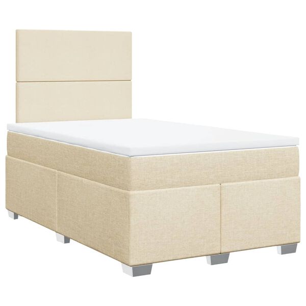 vidaXL Cama boxspring com colch&atilde;o 120x190 cm tecido cor creme