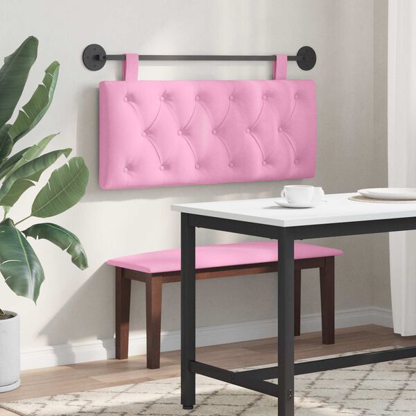 vidaXL Cabeceira Suspensa Rosa 110 x 55 x 7 cm tecido