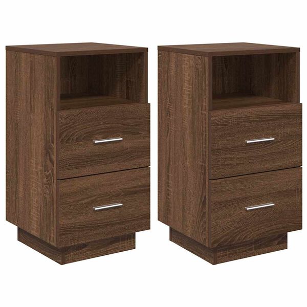 vidaXL Mesas cabeceira 2pcs com 2gavetas 36x36x68 cm carvalho castanho
