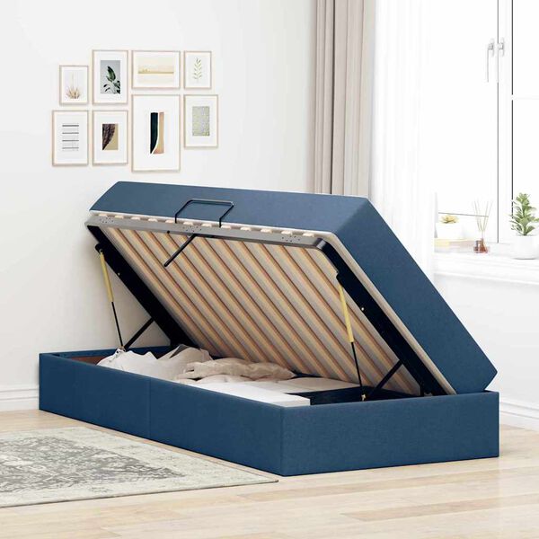 vidaXL Cama com arruma&ccedil;&atilde;o e colch&atilde;o Azul 90 x 190 cm Poli&eacute;ster