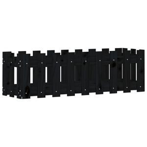 vidaXL Canteiro elevado c/ design cerca 100x30x30cm pinho maci&ccedil;o preto