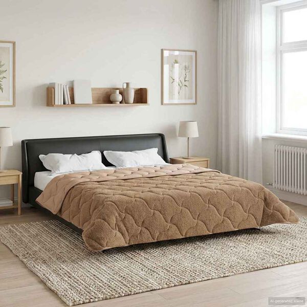 vidaXL Edredom de Inverno Colchonete Cinzento-acastanhado 220 x 260 cm