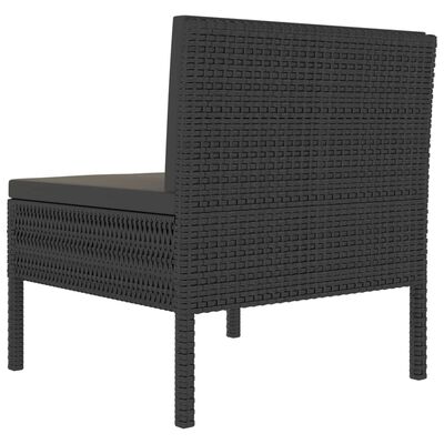 vidaXL Cadeiras de jardim com almofadões 3 pcs vime PE preto