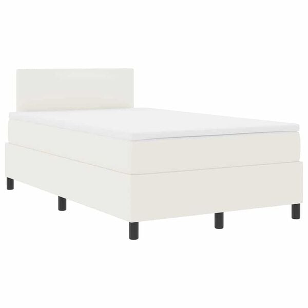 vidaXL Cama Box com luzes de tira LED Creme e Branco 193 x 120 x 88 cm