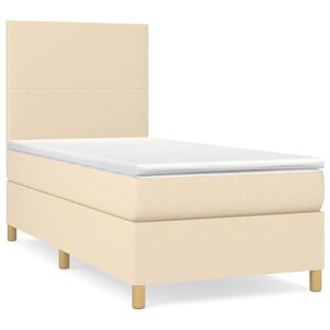 vidaXL Cama com molas/colch&atilde;o 90x190 cm tecido cor creme