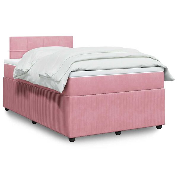vidaXL Cama boxspring com colch&atilde;o 120x200 cm veludo rosa