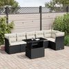 vidaXL 7 pcs conjunto de sof&aacute;s p/ jardim c/ almofad&otilde;es vime PE preto