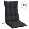 vidaXL Almofad&otilde;es p/ cadeira encosto alto 4 pcs tecido oxford preto