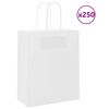 vidaXL Sacos de papel 250 unid com al&ccedil;as branco 18x8x22 cm