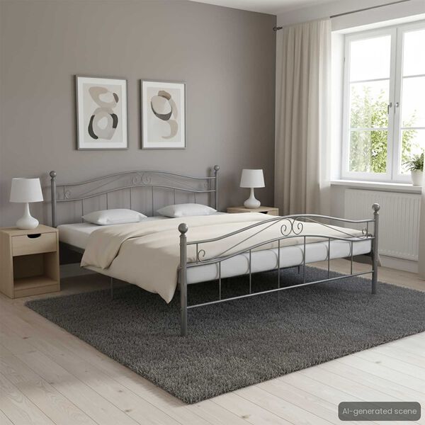 vidaXL Estrutura de cama 200x200 cm metal cinzento