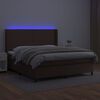 vidaXL Cama box spring c/ colch&atilde;o/LED 180x200 cm couro artif. castanho