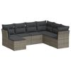 vidaXL 7 pcs conjunto sof&aacute;s p/ jardim c/ almofad&otilde;es vime PE cinzento