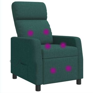 vidaXL Recliner de Massagem Verde-Escuro Tecido