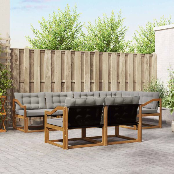 vidaXL Conjunto de Sof&aacute;s para Exterior 7 pcs Cinza Natural e Claro