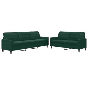 vidaXL 2 pcs conjunto de sof&aacute;s com almofad&otilde;es veludo verde-escuro