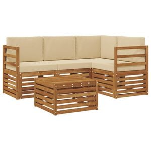vidaXL Conjunto de Sof&aacute;s para Exterior 5 pcs Natural e Bege