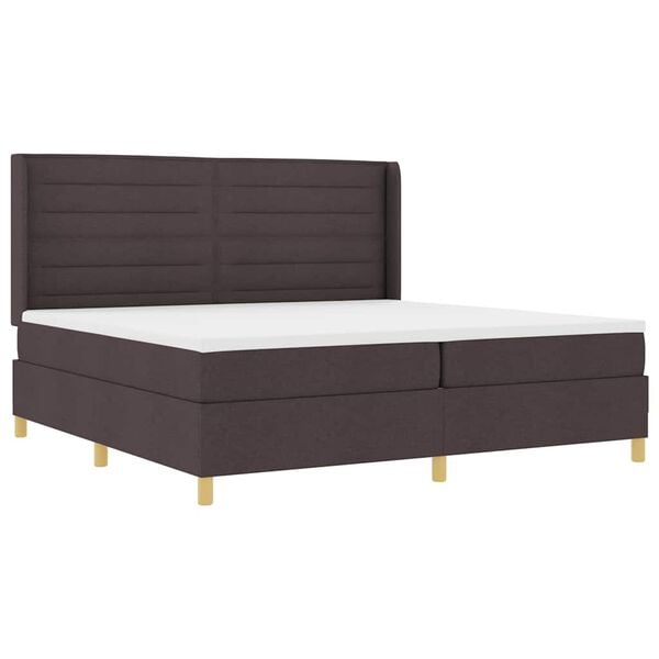 vidaXL Cama Box com colch&atilde;o com led Castanho 140 x 200 cm tecido