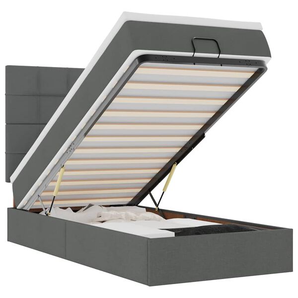 vidaXL Estrutura cama otomana colchão 100x200cm tecido cinzento escuro
