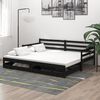 vidaXL Estrutura sof&aacute;-cama de puxar 2x(90x200) cm pinho maci&ccedil;o preto