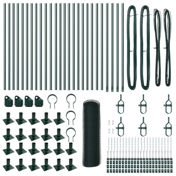 vidaXL Poste de Cerca Verde 50 x 1 m (malha de 13 mm) A&ccedil;o e PVC