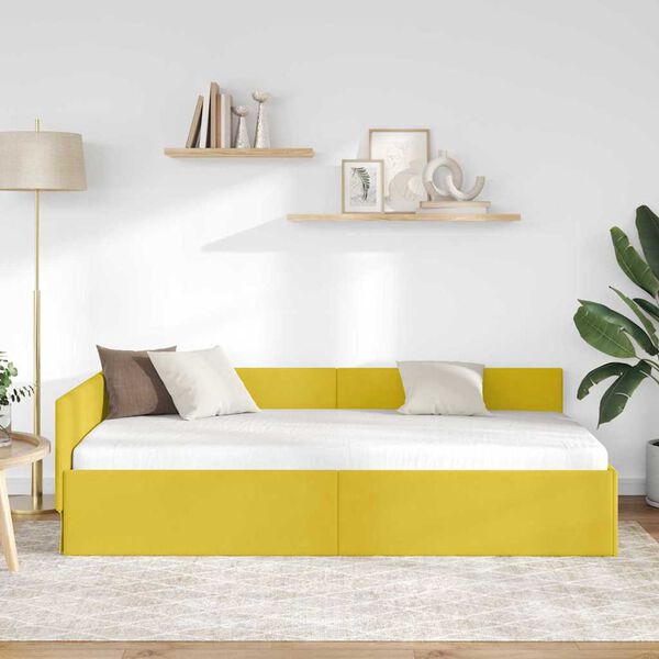 vidaXL Estrutura de Cama de Canto com cabeceira Amarelo 80 cm x 200 cm