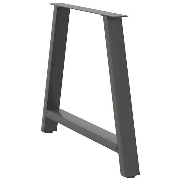 vidaXL Pés para mesa de jantar em formato A, 2 peças, antracite, 100x(72-73) cm, aço