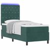 vidaXL Cama Box Spring LED com colch&atilde;o Verde Escuro 80 x 200 cm tecido