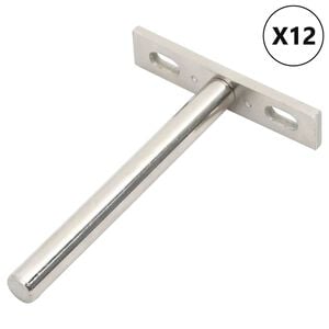 vidaXL Suportes de prateleira flutuantes 12pcs invis&iacute;vel &Oslash;10x100 mm