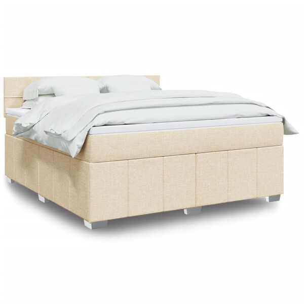 vidaXL Cama com molas/colch&atilde;o 180x200 cm tecido cor creme