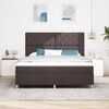 vidaXL Cama Box Spring LED Marrom Escuro 180 x 200 cm tecido
