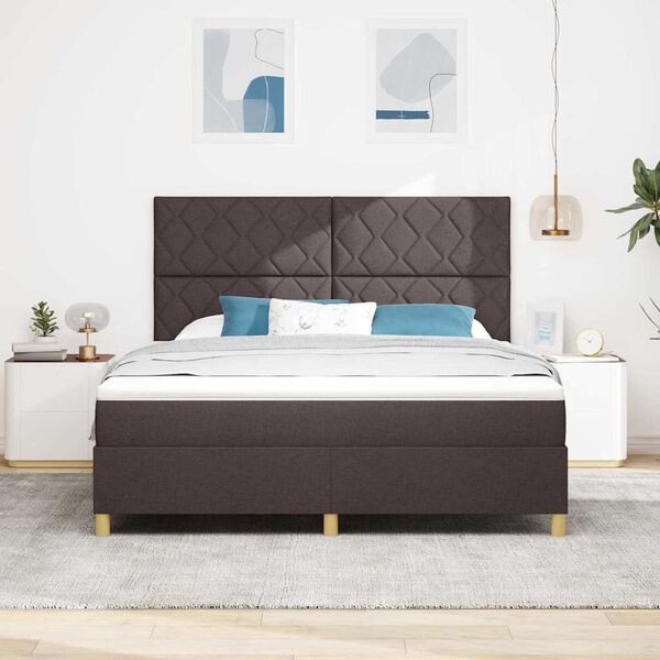 vidaXL Cama Box Spring LED Marrom Escuro 180 x 200 cm tecido