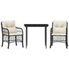vidaXL 3 pcs conjunto de bistr&ocirc; com almofad&otilde;es vime PE preto