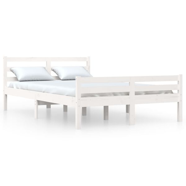 vidaXL Estrutura de cama 160x200 cm madeira maci&ccedil;a branco