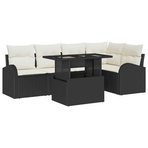 vidaXL Conjunto de Sof&aacute; de Jardim Manual 6 pcs Preto Rattan Sint&eacute;tico