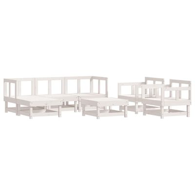 vidaXL 7 pcs conjunto lounge de jardim pinho maciço branco