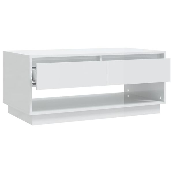 vidaXL Mesa de centro 102,5x55x44cm derivados madeira branco brilhante