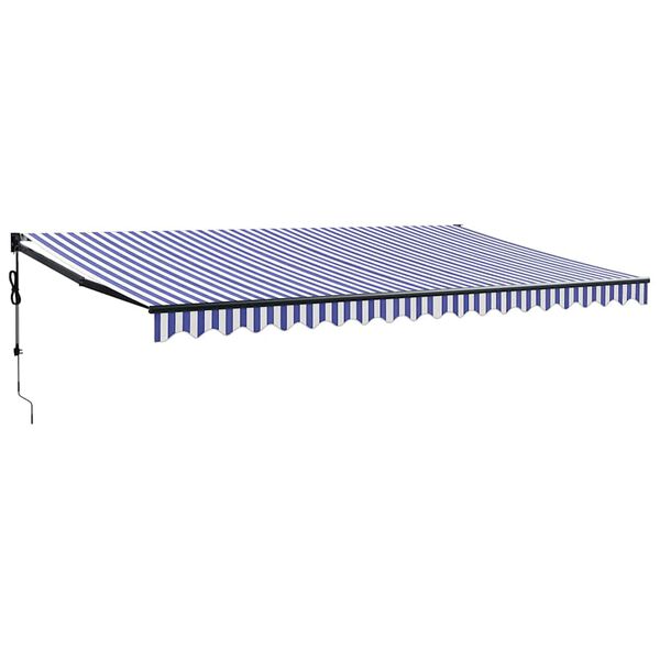 vidaXL Toldo retr&aacute;til autom&aacute;tico 5x3 m azul e branco