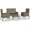 vidaXL 4 pcs conjunto lounge de jardim c/ almofad&otilde;es vime PE cinzento