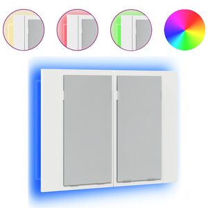 vidaXL Armário espelhado casa banho c/ LED 60x12x45 cm acrílico branco