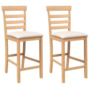 vidaXL Bancos de bar com almofad&otilde;es 2pcs madeira de seringueira maci&ccedil;a